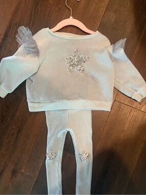 Sparkle Star Light Blue Knit Two-Piece Set